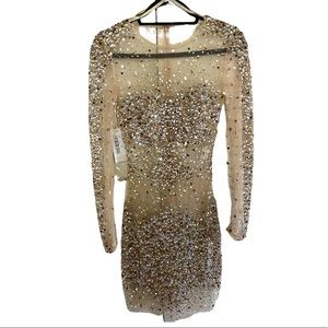 Jovani Sequin Longsleeve Cocktail Dress